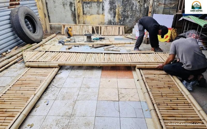 Hướng dẫn làm mô hình cổng trại bằng tre đơn giản, ấn tượng 12 Bước 2: Lắp ráp khung mô hình cổng trại bằng tre